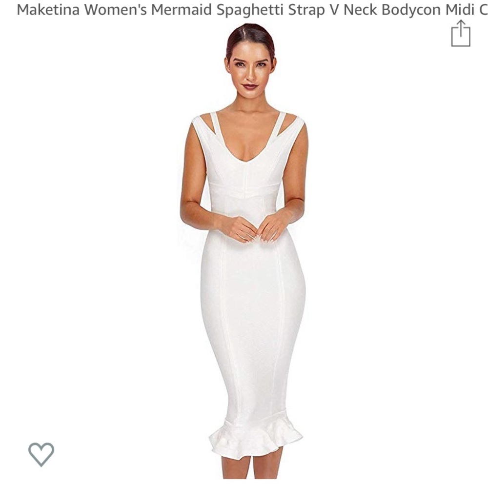White Peplum hem midi bandage dress